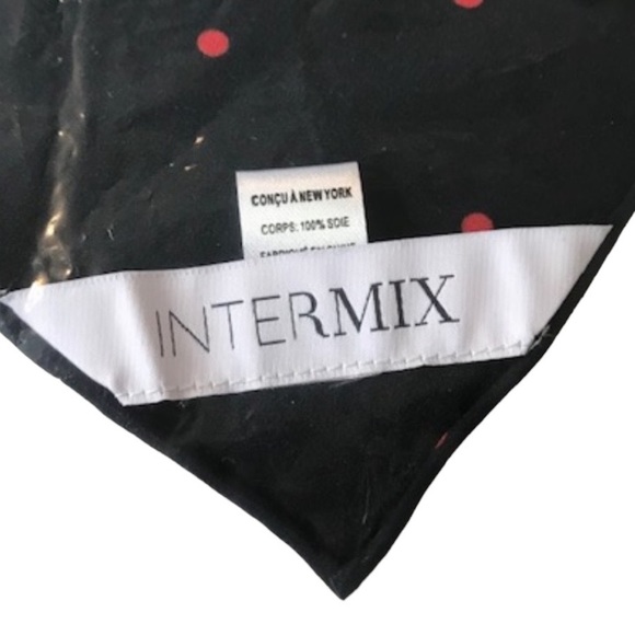 Intermix Navy Blue and Red Polka Dot Silk Scarf - NEW - Picture 7 of 10